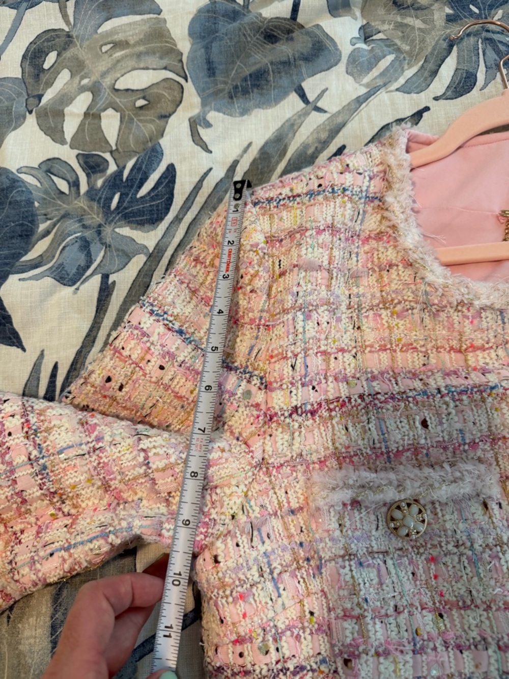 *NWT* Pink Tweed Women's Jacket with Metallic Thread & Fancy Buttons - Picture 12 of 14